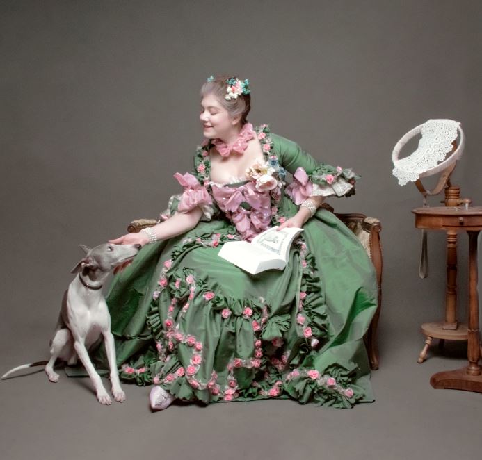 Cattuva Madame de pompadour dress whippet