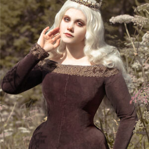 brown velvet corseted dress